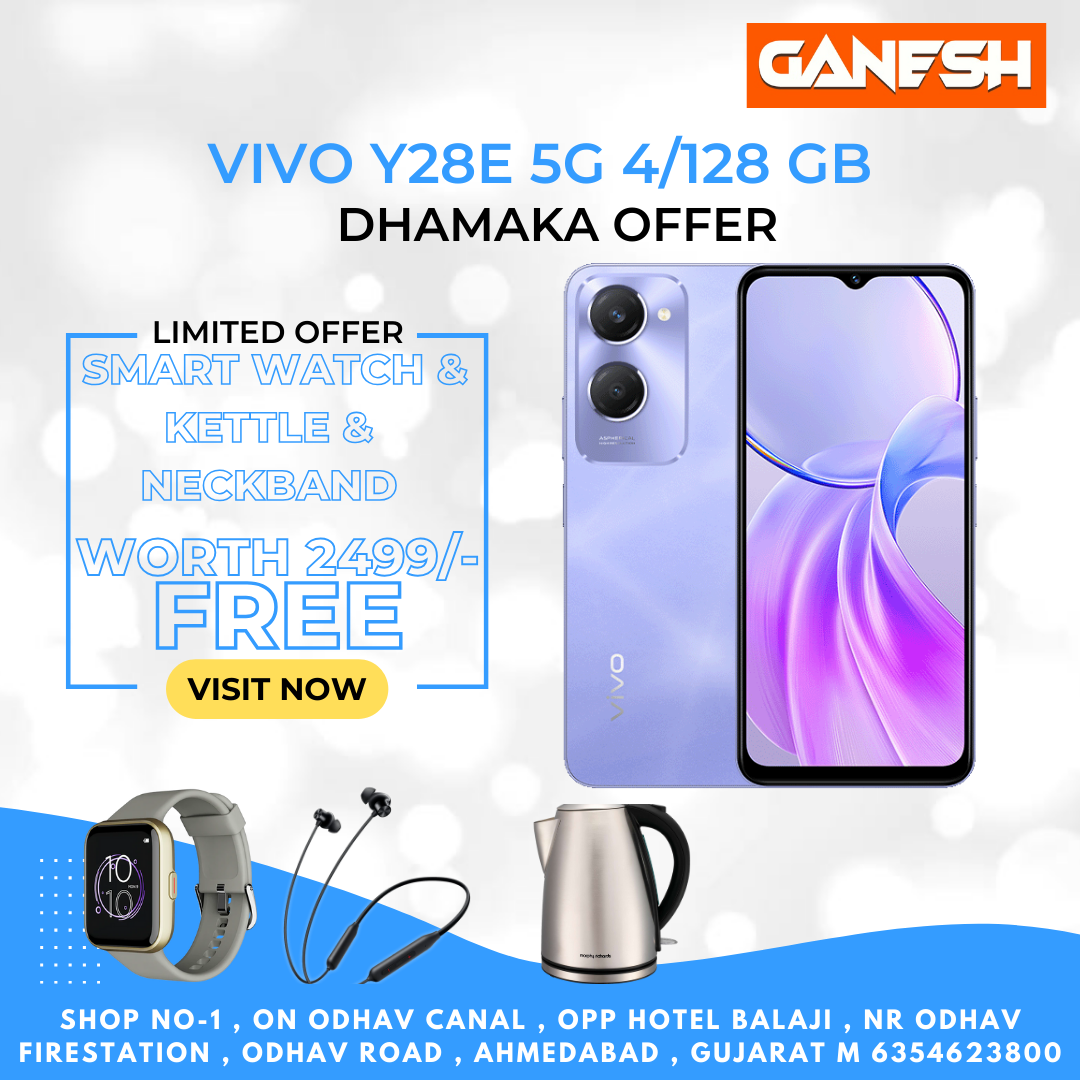 VIVO Y28e 5G 4 128 GB FREE SMART WATCH KETTLE NECKBAND Ganesh vivo-y28e-5g-4-128-gb-free-smart-watch-kettle-neckband-ganesh